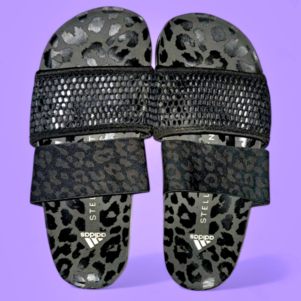 ADIDAS Stella McCartney Women’s Stella-Lette Slides Size 7 Black Leopard